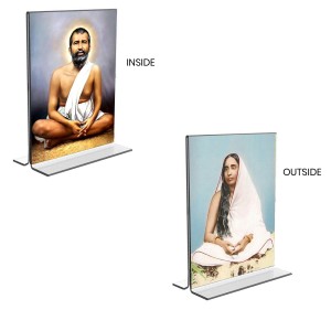 Sri Ramakrishna Paramhansa & Sarada Debi Acrylic T-Style Photo Stand - 5x7 Inches, Compact and Stylish Spiritual Display, easily change 2 photos (Pack of 1)