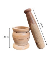 Wooden Mortar and Pestle Set (Ohkli Musal/Hamal Dista/Kharal/Khalbatta) 3.5X6.5 Inch – Handcrafted Grinder for Spices & Herbs – Traditional Kitchen Tool for Mixing and Grinding Wooden Mortar and Pestle Set (Ohkli Musal/Hamal Dista/Kharal/Khalbatta) 3.5X6.5 Inch – Handcrafted Grinder for Spices & Herbs – Traditional Kitchen Tool for Mixing and Grinding