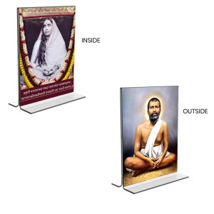 Sri Ramakrishna Paramhansa & Sarada Debi Acrylic T-Style Photo Stand - 5x7 Inches, Compact and Stylish Spiritual Display, easily change 2 photos (Pack of 1)