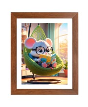 AI Funny Cartoon mouse Art Picture for Kids - 10x14 inches, Brown Color - Perfect Wall Decor for Children's Room