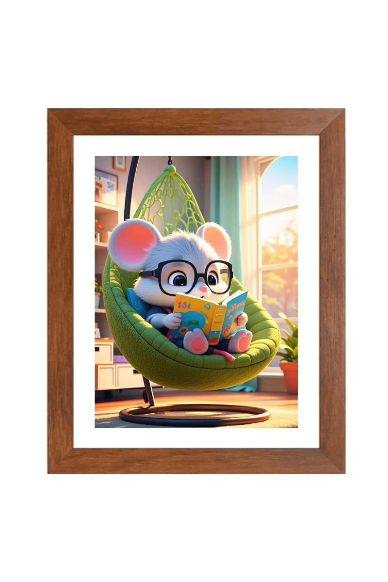 AI Funny Cartoon mouse Art Picture for Kids - 10x14 inches, Brown Color - Perfect Wall Decor for Children's Room