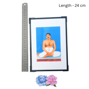 Hitech Sales Anukul Thakur Wooden Laminated Photo Frame with Stand for Pooja Room, Temple, Home Decor, Gift (Wallmount and Tabletop, 24 x 17 cm)