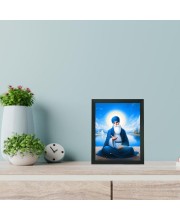 Hitech Sales Wahe Guru Polystyrene Photo Frame for Pooja Room, Temple Decor, Home Decoration and Gifting (Wall and Tabletop, Rectangular, Printed Photo, 7.12 x 9.12 inches Frame, Black)