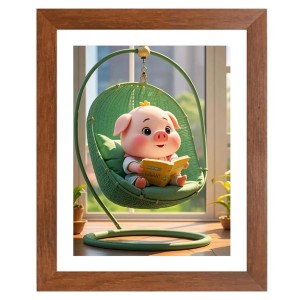 AI Funny Cute pigyy Art Picture for Kids - 10x14 inches, Brown Color - Perfect Wall Decor for Children's Room
