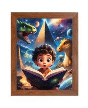 AI Funny Kid with Dinosaur Art Picture for Kids - 10x14 inches, Brown Color - Perfect Wall Decor for Children's Room AI Funny Kid with Dinosaur Art Picture for Kids - 10x14 inches, Brown Color - Perfect Wall Decor for Children's Room