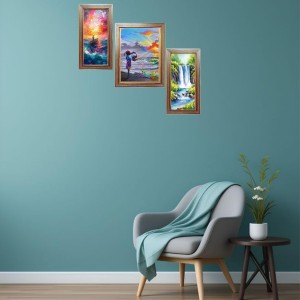 3-Pack Creative painting Photo Frames - 2 Pieces 14x21 Inch & 1 Piece 18x21 Inch - Rustic Wall Art for Home & Office Decor - Botanical Wall Hanging for Living Room, Bedroom, or Workspace