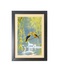 Love birds with swan Black Photo Frame Funny Animal and Bird Cartoon Art