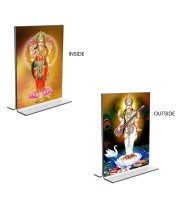 Debi Saraswati & Debi Lakshmi Acrylic T-Style Photo Stand - 7x9 Inches, Compact and Stylish Spiritual Display, easily change 2 photos (Pack of 1)
