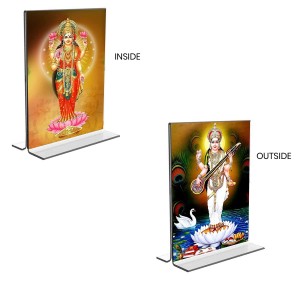 Debi Saraswati & Debi Lakshmi Acrylic T-Style Photo Stand - 11x13 Inches, Compact and Stylish Spiritual Display, easily change 2 photos (Pack of 1) Debi Saraswati & Debi Lakshmi Acrylic T-Style Photo Stand - 11x13 Inches, Compact and Stylish Spiritual Display, easily change 2 photos (Pack of 1)