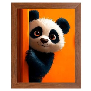 AI Funny Cute Panda Art Picture for Kids - 14x18 inches, Brown Color - Perfect Wall Decor for Children's Room