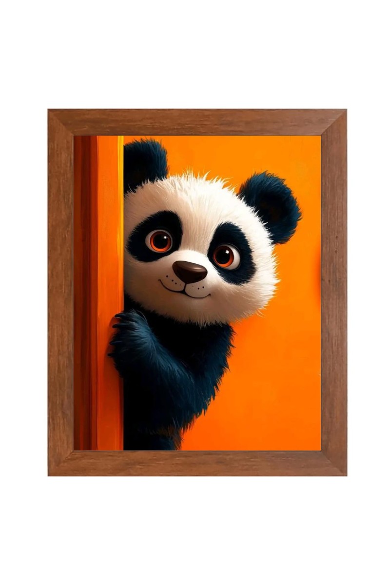 AI Funny Cute Panda Art Picture for Kids - 14x18 inches, Brown Color - Perfect Wall Decor for Children's Room
