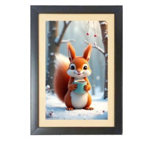 The funny squirrel is drinking coffee Photo Frame Funny Animal and Bird Cartoon Art, Black color, 15x19 Inch The funny squirrel is drinking coffee Photo Frame Funny Animal and Bird Cartoon Art, Black color, 15x19 Inch