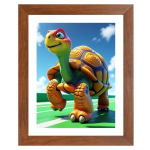 AI Funny Cute Tortoise Art Picture for Kids - 10x14 inches, Brown Color - Perfect Wall Decor for Children's Room