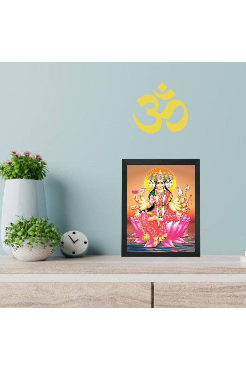 Hitech Sales Goddess Shri Gayatri Devi Maa Polystyrene Photo Frame for Pooja Room, Temple, Home Decor and Gift (Wall and Tabletop, Printed Photo, Black, 7.12 x 9.12 inches)