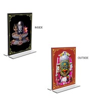 Lord Shiva Lingam Acrylic T-Style Photo Stand, Compact and Stylish Spiritual Display, easily change 2 photos (Pack of 1)
