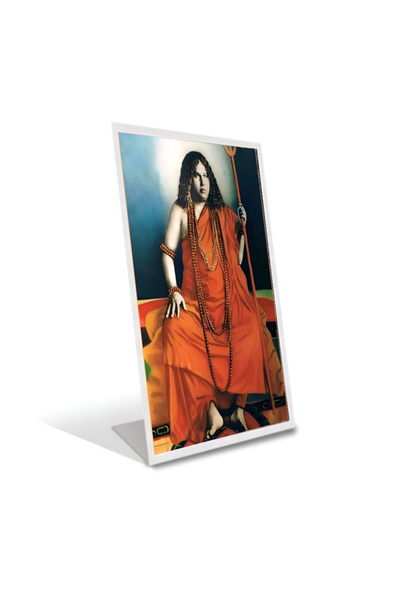 Car Desk/Table Top Swami Pranavananda Acrylic L-Style Photo Stand - 2.5x3.5 Inches, Compact And Stylish Spiritual Display (F6706)