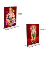 Sri Hanuman & Panchmukhi Hanuman Acrylic T-Style Photo Stand - 11x13 Inches, Compact and Stylish Spiritual Display, easily change 2 photos (Pack of 1)