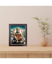 Hitech Sales Shri Mahabali Hanumanji Photo Frame for Pooja Room, Temple Decor, Home Decoration and Gift (Wall and Tabletop, Rectangular, Polystyrene Frame, Printed Photo, 24 x 29 cm, Black)