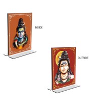 Lord Shiva Acrylic T-Style Photo Stand - 11x13 Inches, Compact and Stylish Spiritual Display, easily change 2 photos (Pack of 1)