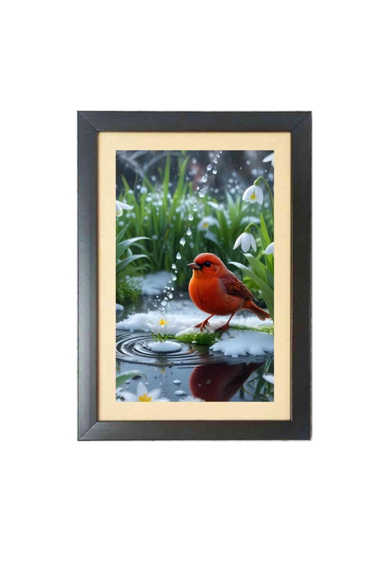 The cute bird Photo Frame Funny Animal and Bird Cartoon Art, Black color, 15x19 Inch