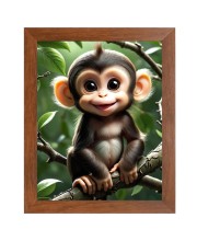 AI Funny Cute Monkey Art Picture for Kids - 12x16 inches, Brown Color - Perfect Wall Decor for Children's Room