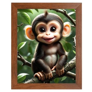 AI Funny Cute Monkey Art Picture for Kids - 12x16 inches, Brown Color - Perfect Wall Decor for Children's Room AI Funny Cute Monkey Art Picture for Kids - 12x16 inches, Brown Color - Perfect Wall Decor for Children's Room