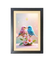 Love birds Photo Frame Funny Animal and Bird Cartoon Art, Black color, 19x23 Inch