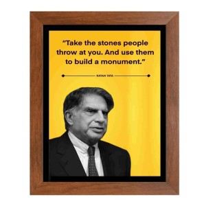 Shree Ratan Naval Tata & Famous Quote Brown Frame, 10x14InchesInspirational Wall Art for Office, Home DecorIdeal Spiritual Gift