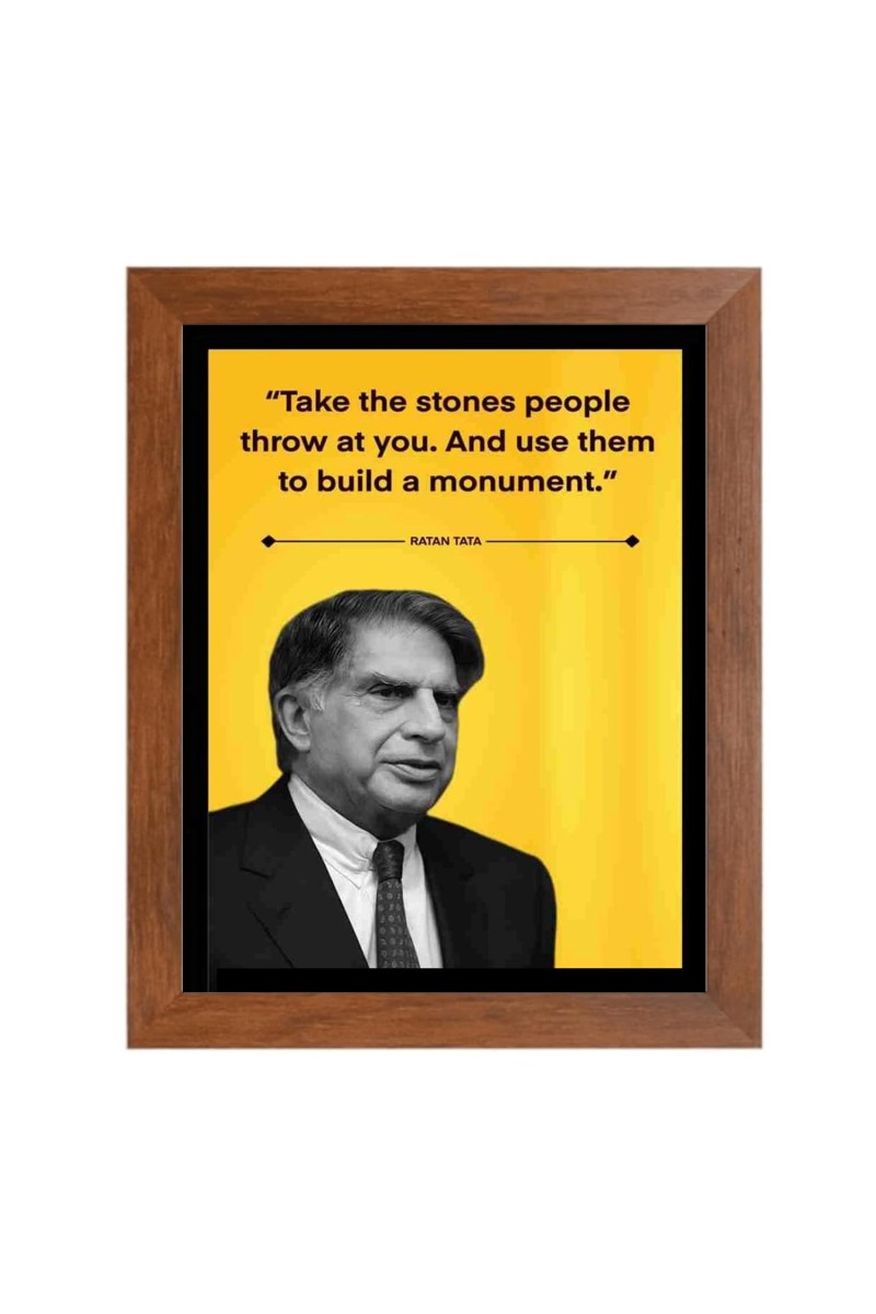 Shree Ratan Naval Tata & Famous Quote Brown Frame, 10x14InchesInspirational Wall Art for Office, Home DecorIdeal Spiritual Gift