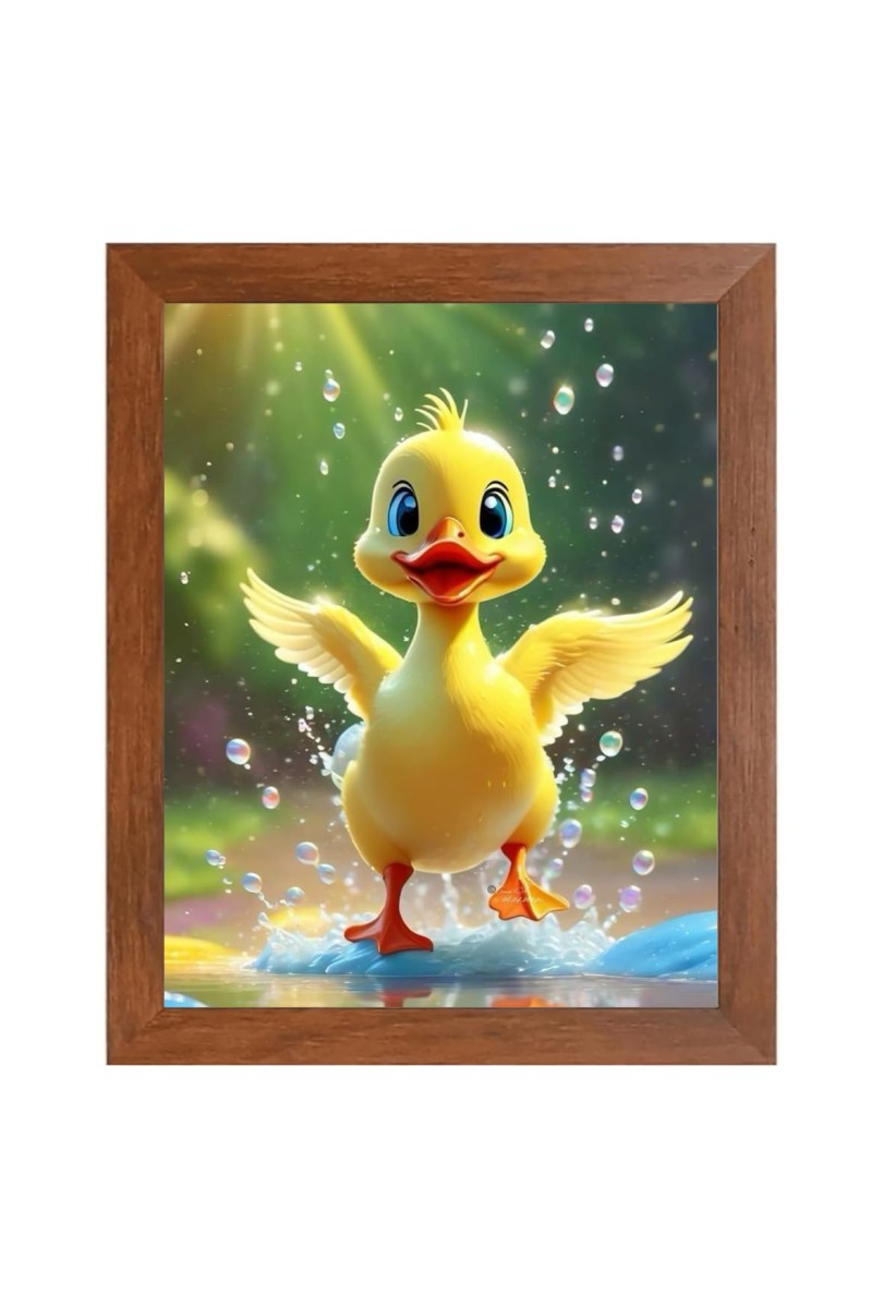 AI Funny Cute Duck Art Picture for Kids - 10x14 inches, Brown Color - Perfect Wall Decor for Children's Room