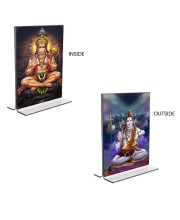 Sri Hanuman & Lord Shiva Acrylic T-Style Photo Stand - 11x13 Inches, Compact and Stylish Spiritual Display, easily change 2 photos (Pack of 1)