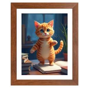 AI Funny Cute Cat Art Picture for Kids - 10x14 inches, Brown Color - Perfect Wall Decor for Children's Room AI Funny Cute Cat Art Picture for Kids - 10x14 inches, Brown Color - Perfect Wall Decor for Children's Room