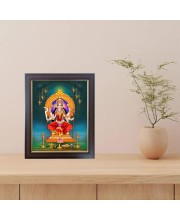 Hitech Sales Laxmi Devi Photo Frame for Pooja Room, Temple Decor, Home Decoration and Gift (Wall and Tabletop, Rectangular, Polystyrene Frame, Printed Photo, 24 x 29 cm, Black)