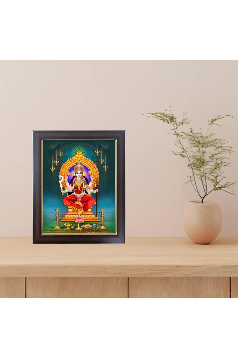 Hitech Sales Laxmi Devi Photo Frame for Pooja Room, Temple Decor, Home Decoration and Gift (Wall and Tabletop, Rectangular, Polystyrene Frame, Printed Photo, 24 x 29 cm, Black)