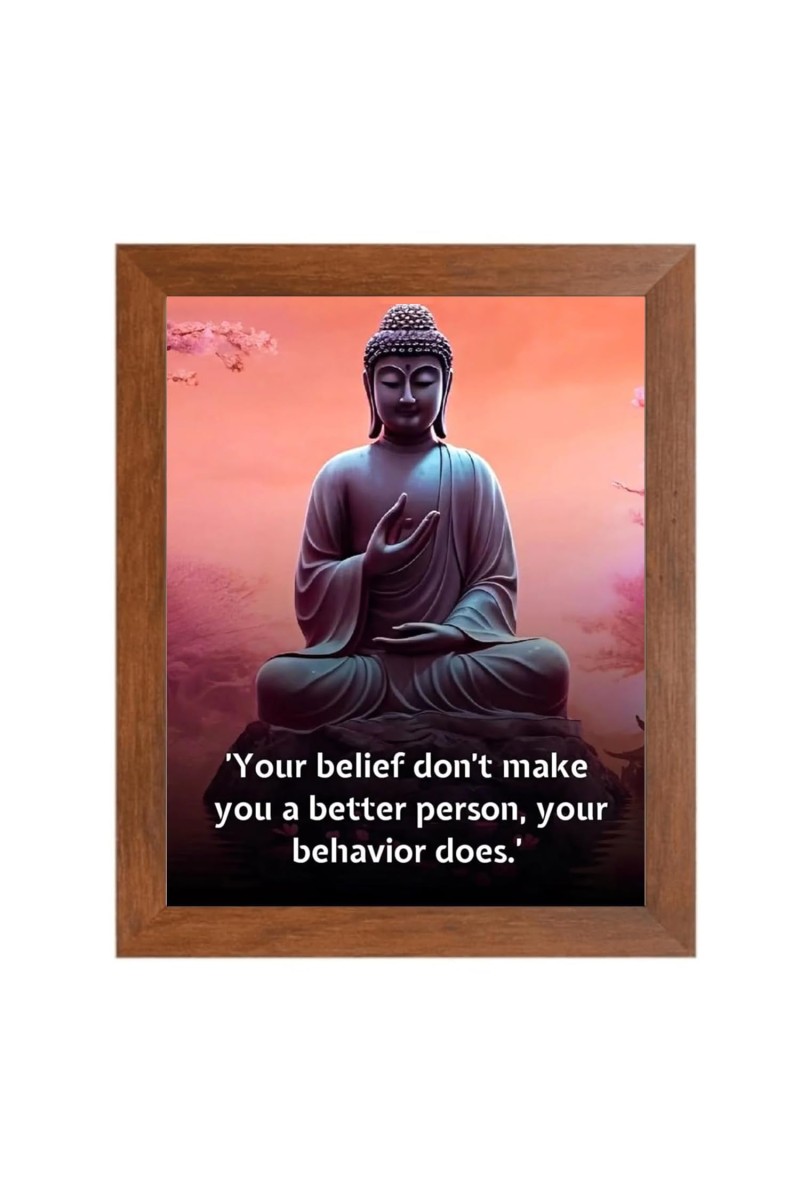 Buddha & Famous Quote Brown Frame, 18x22InchesInspirational Wall Art for Office, Home DecorIdeal Spiritual Gift