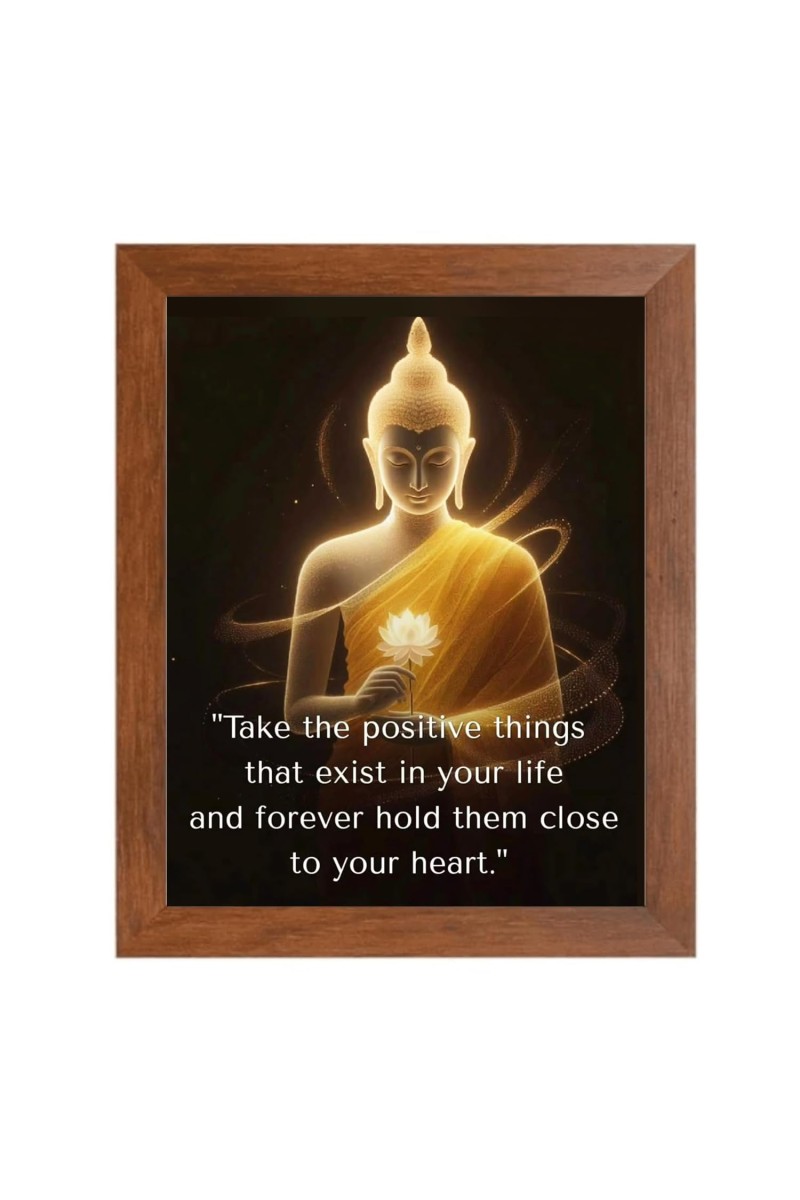 Buddha & His Famous Quote Photo Frame - Brown Frame, Perfect for Office & Wall Decoration, Ideal Gift