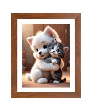 AI Funny Cute Dog & Cat Art Picture for Kids - 10x14 inches, Brown Color - Perfect Wall Decor for Children's Room AI Funny Cute Dog & Cat Art Picture for Kids - 10x14 inches, Brown Color - Perfect Wall Decor for Children's Room