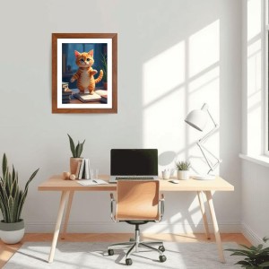 AI Funny Cute Cat Art Picture for Kids - 10x14 inches, Brown Color - Perfect Wall Decor for Children's Room AI Funny Cute Cat Art Picture for Kids - 10x14 inches, Brown Color - Perfect Wall Decor for Children's Room