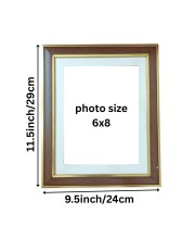Premium Wooden Photo Frame with Golden Border | Classic Wall & Tabletop Display Frame for Home & Office Décor | Suitable for Certificates, Photos & Artwork (Brown & Golden)