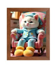 AI Funny Cute Cat Art Picture for Kids - 10x14 inches, Brown Color - Perfect Wall Decor for Children's Room