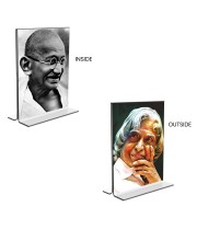 Mahatma Gandhi & APJ Abdul Kalam Acrylic T-Style Photo Stand - 11x13 Inches, Compact and Stylish Spiritual Display, easily change 2 photos (Pack of 1)