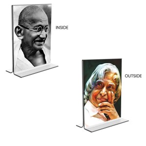 Mahatma Gandhi & APJ Abdul Kalam Acrylic T-Style Photo Stand, Compact and Stylish Spiritual Display, easily change 2 photos (Pack of 1) Mahatma Gandhi & APJ Abdul Kalam Acrylic T-Style Photo Stand, Compact and Stylish Spiritual Display, easily change 2 photos (Pack of 1)