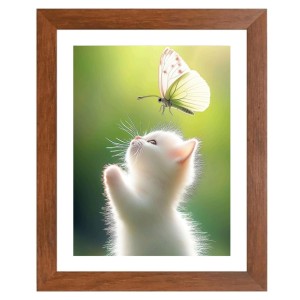 AI Funny Cute Cat Art Picture for Kids - 10x14 inches, Brown Color - Perfect Wall Decor for Children's Room