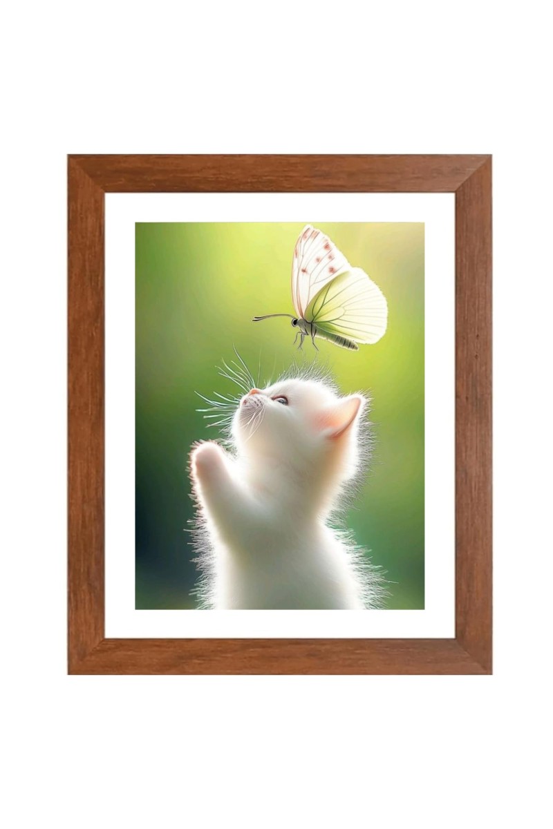 AI Funny Cute Cat Art Picture for Kids - 10x14 inches, Brown Color - Perfect Wall Decor for Children's Room