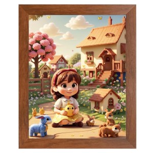 AI Funny Cute Girls with Toy Art Picture for Kids - 16x20 inches, Brown Color - Perfect Wall Decor for Children's Room AI Funny Cute Girls with Toy Art Picture for Kids - 16x20 inches, Brown Color - Perfect Wall Decor for Children's Room