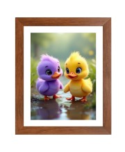AI Funny Cute Duck Art Picture for Kids - 12x16 inches, Brown Color - Perfect Wall Decor for Children's Room