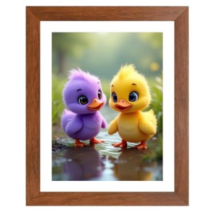 AI Funny Cute Duck Art Picture for Kids - 10x14 inches, Brown Color - Perfect Wall Decor for Children's Room