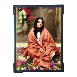 HiTechMart Ma Anandamayi Devi Photo Frame – Wooden Laminated Spiritual Frame for Home & Office | Hindu God Picture Frame – Divine Meditation Decor Gift (5x7Inch)