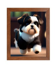 AI Funny Cute Puppy Dog Art Picture for Kids - 10x14 inches, Brown Color - Perfect Wall Decor for Children's Room