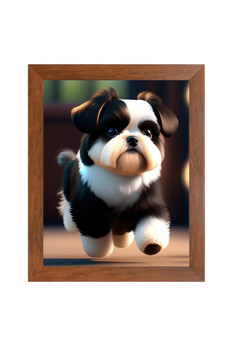 AI Funny Cute Puppy Dog Art Picture for Kids - 10x14 inches, Brown Color - Perfect Wall Decor for Children's Room